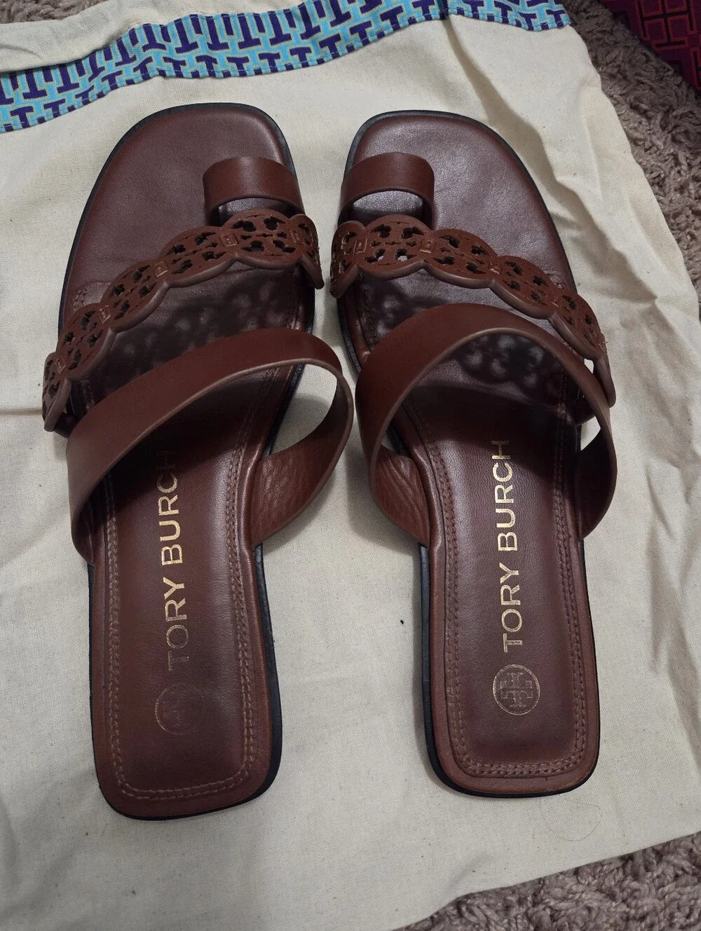 Tory Burch Brown Leather Sandals